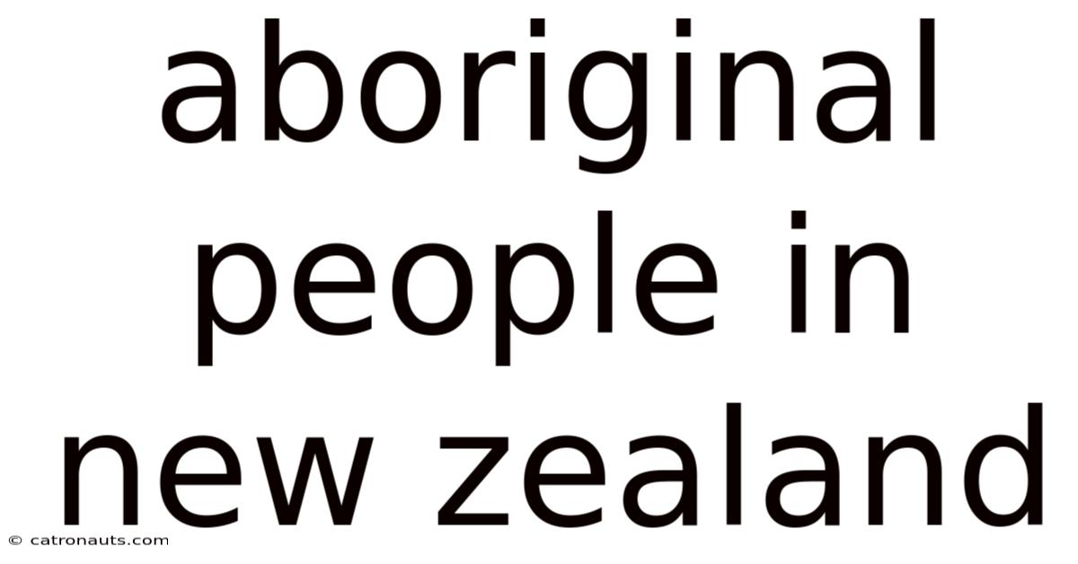 Aboriginal People In New Zealand