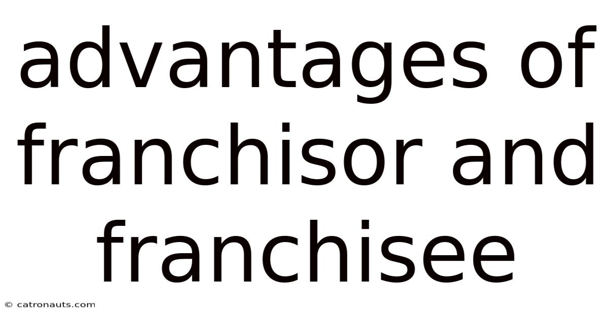 Advantages Of Franchisor And Franchisee