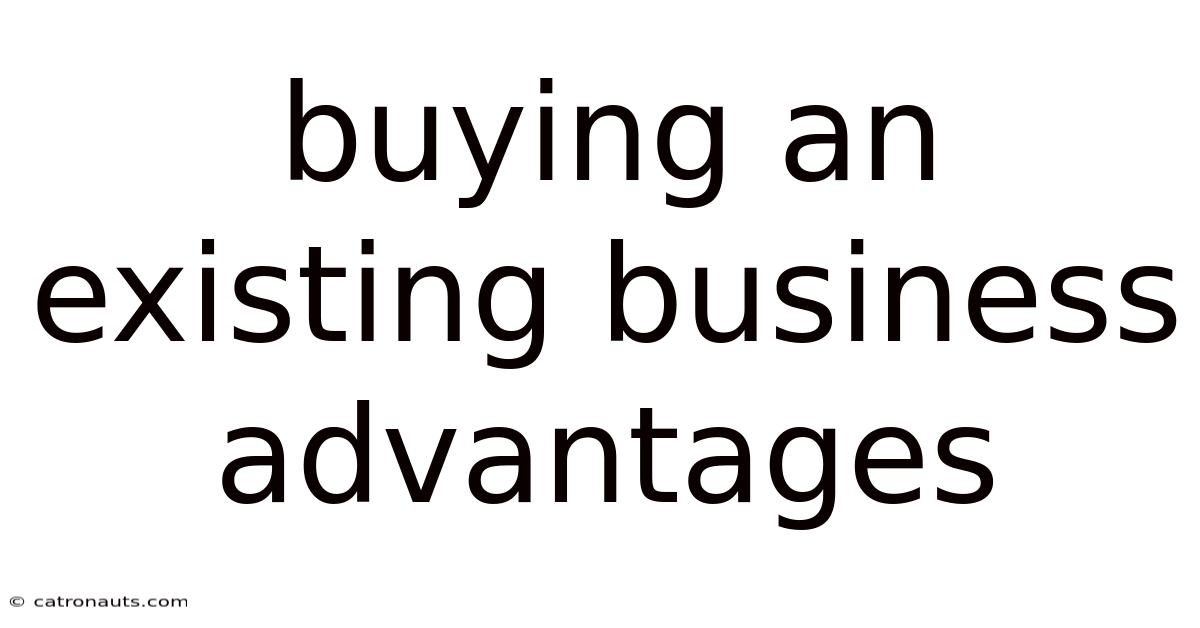 Buying An Existing Business Advantages