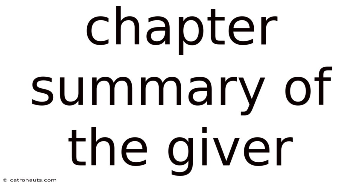 Chapter Summary Of The Giver