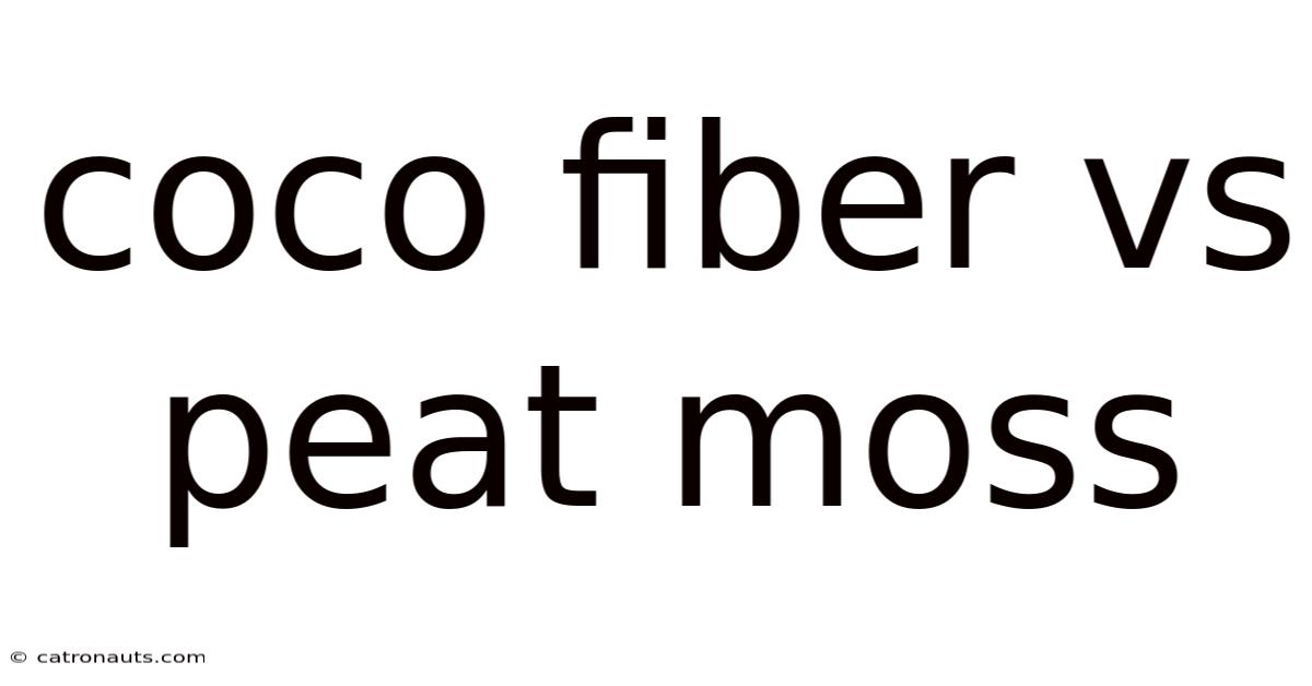 Coco Fiber Vs Peat Moss