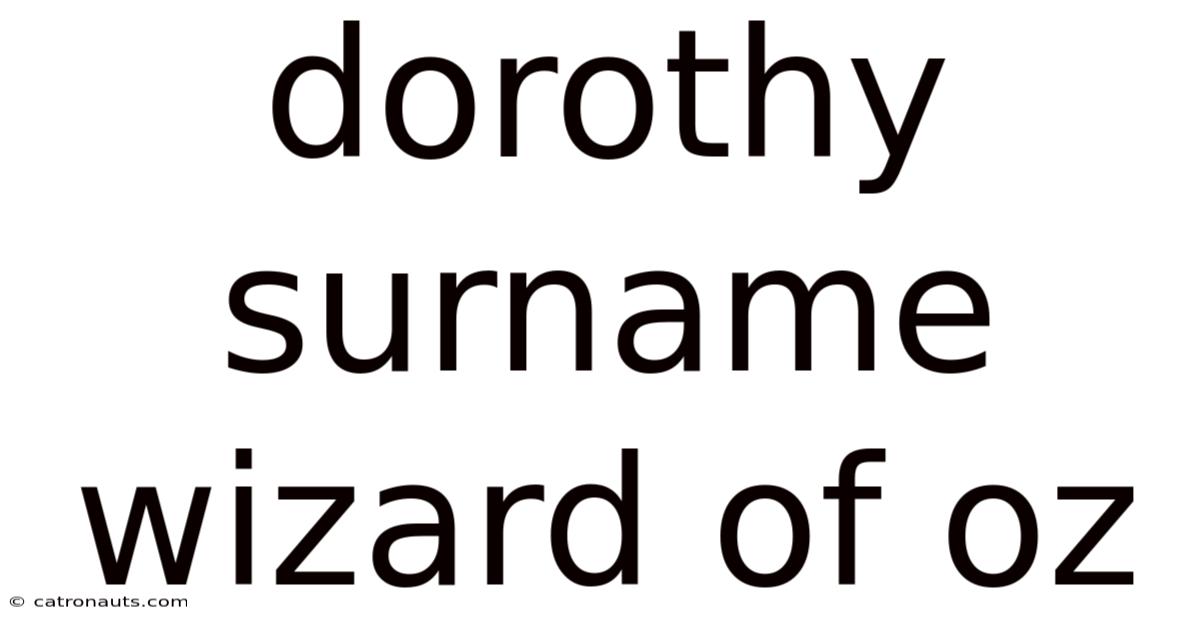 Dorothy Surname Wizard Of Oz