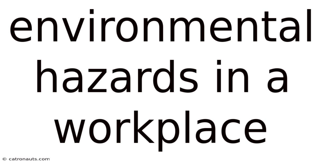 Environmental Hazards In A Workplace