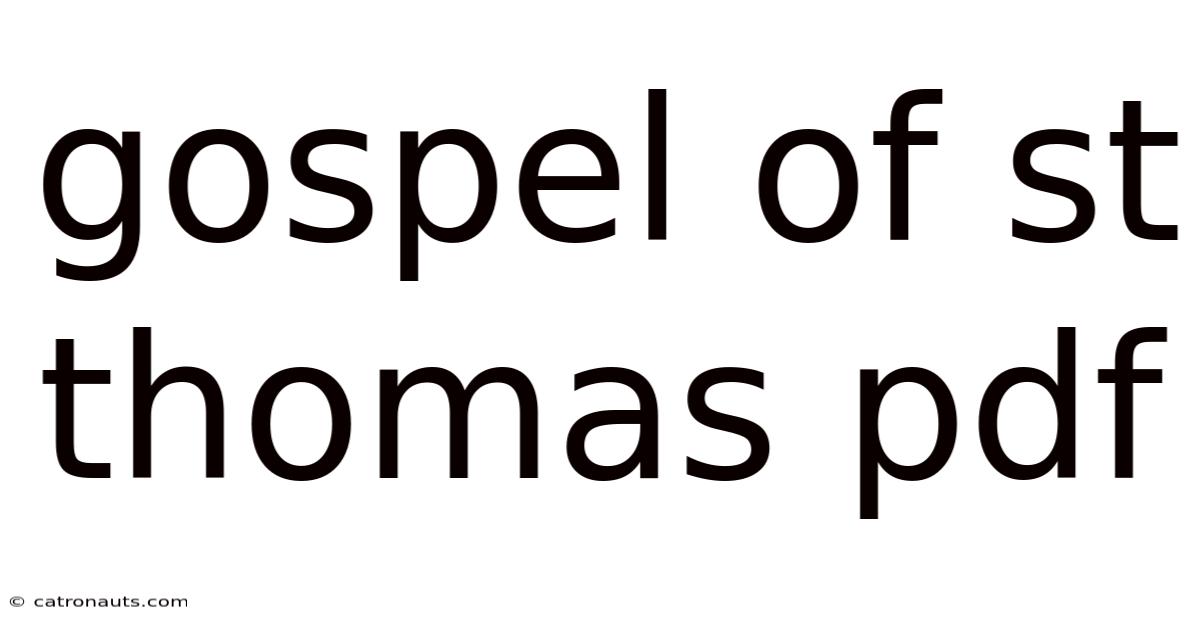 Gospel Of St Thomas Pdf