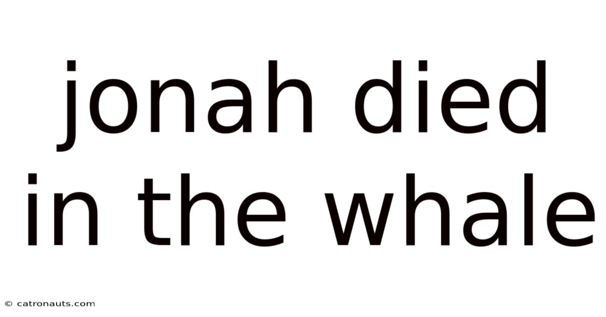 Jonah Died In The Whale