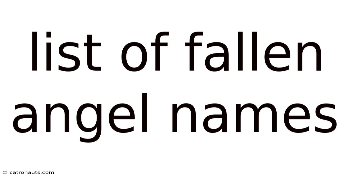 List Of Fallen Angel Names