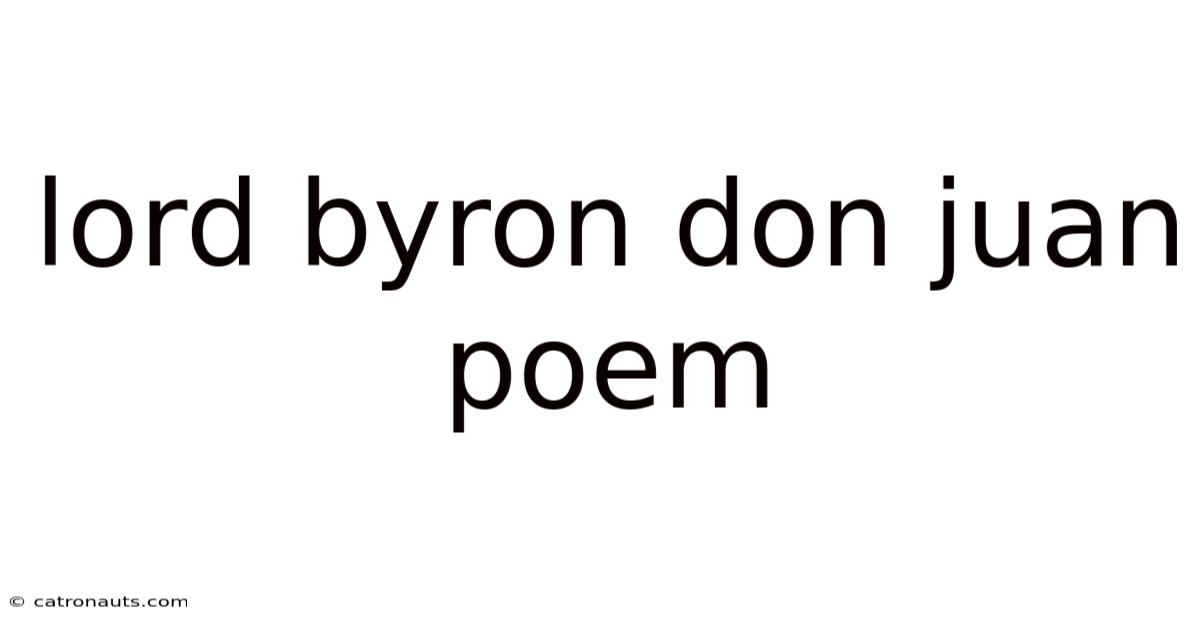 Lord Byron Don Juan Poem