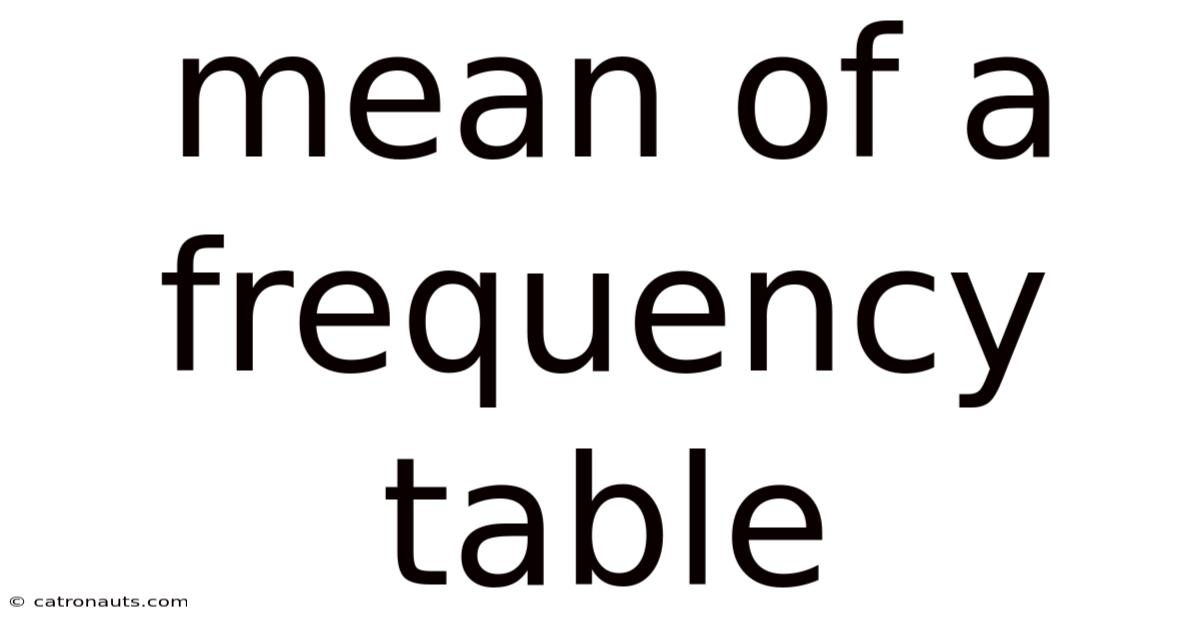 Mean Of A Frequency Table