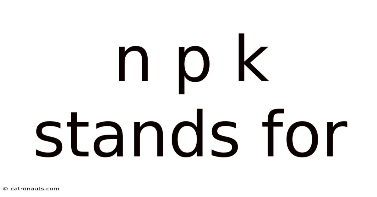 N P K Stands For