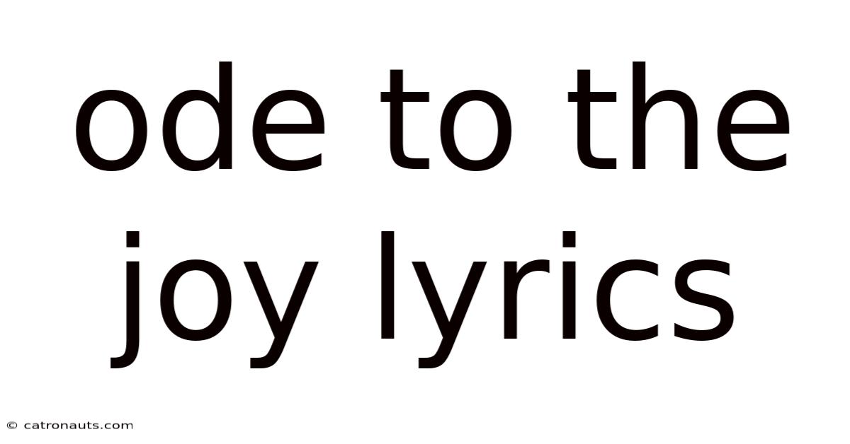 Ode To The Joy Lyrics