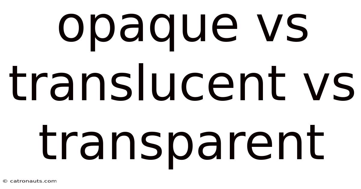 Opaque Vs Translucent Vs Transparent