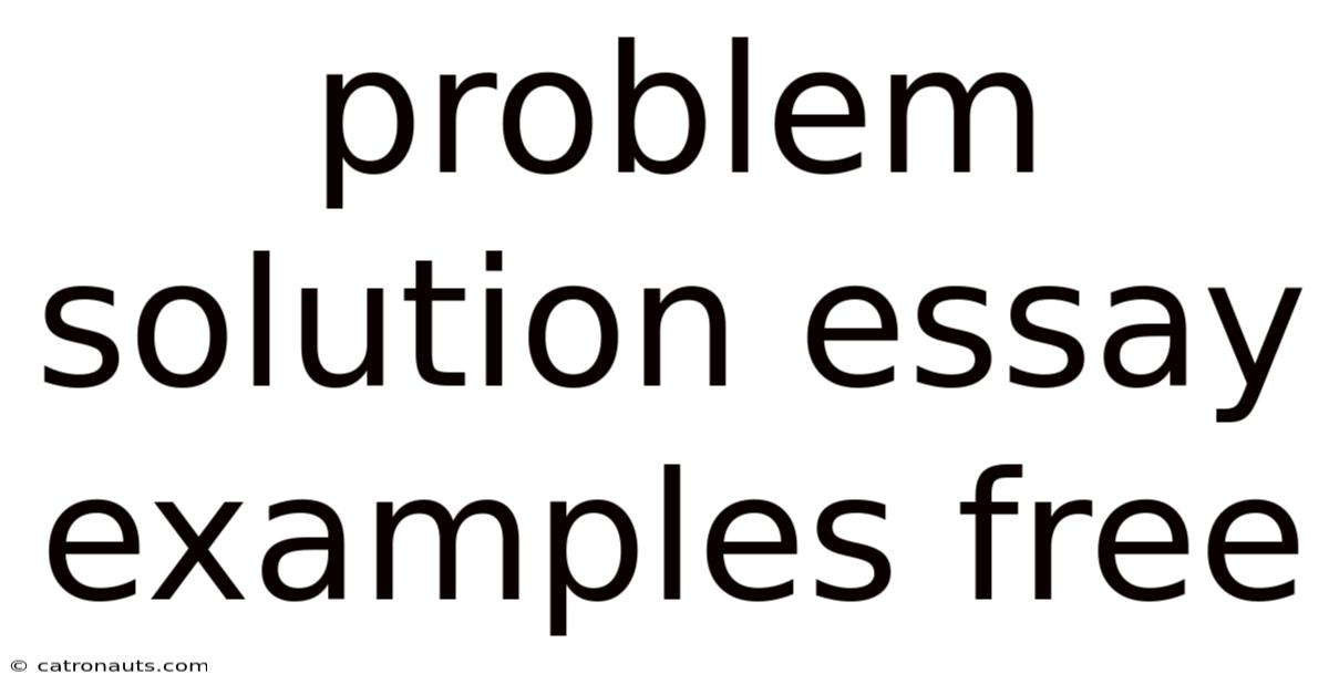 Problem Solution Essay Examples Free