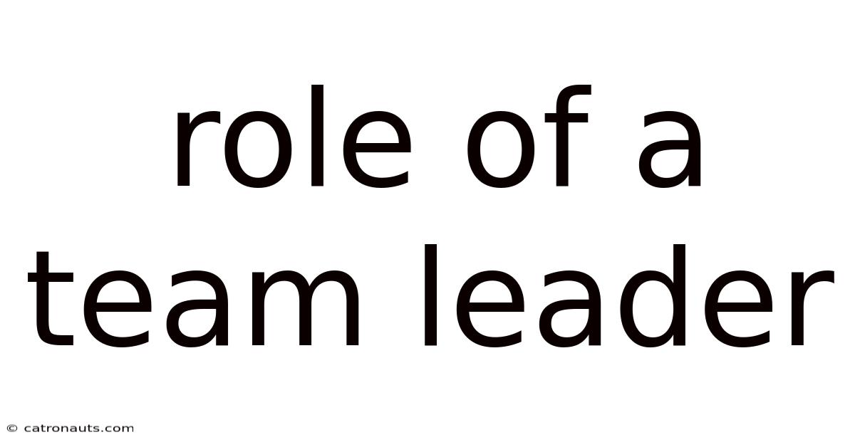 Role Of A Team Leader