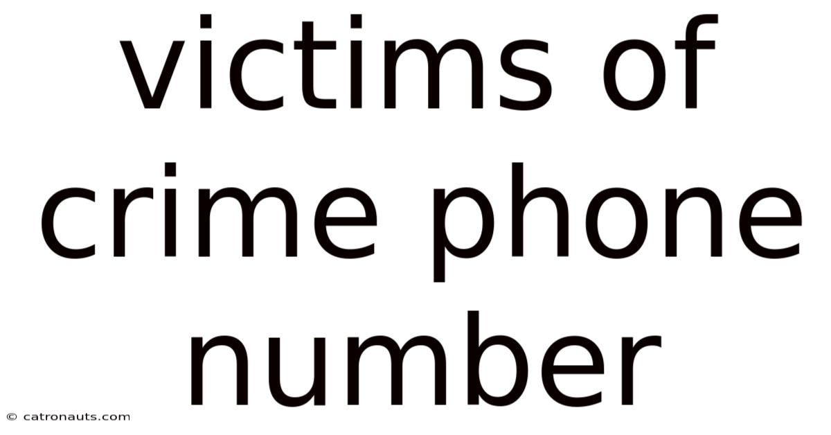 Victims Of Crime Phone Number
