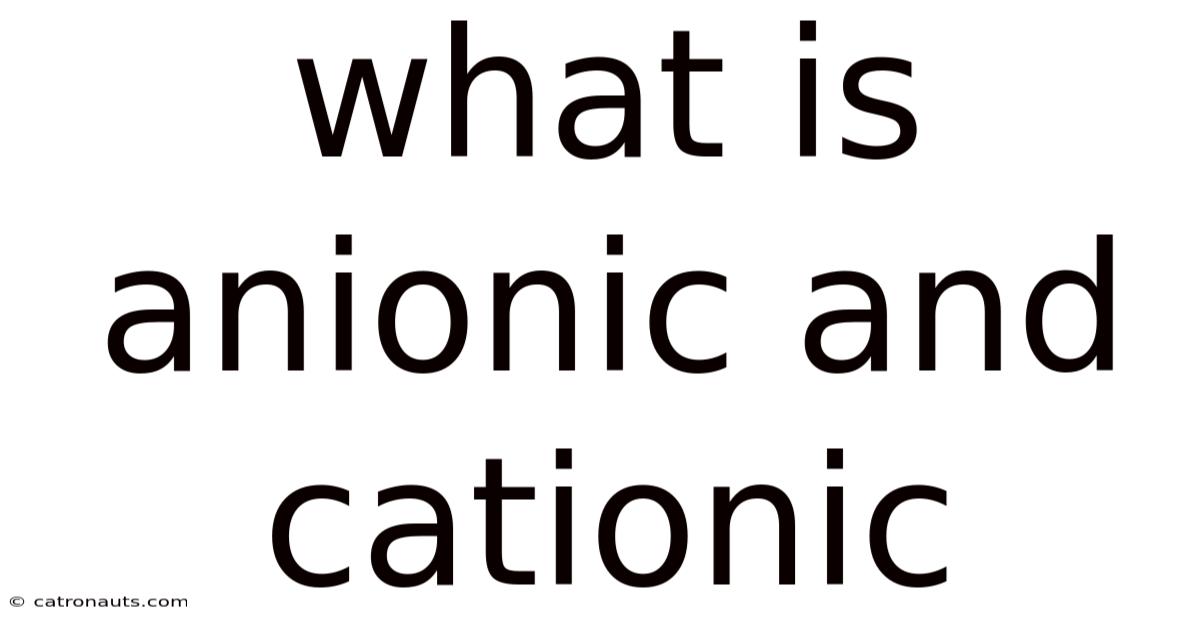What Is Anionic And Cationic